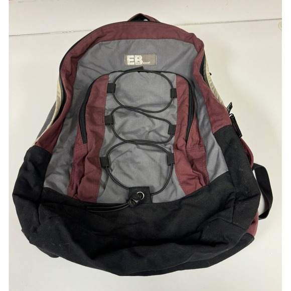 Eddie Bauer‎ Back Pack Lightweight Multi-Purpose Nylon in Gray, Maroon & Black - Picture 1 of 9